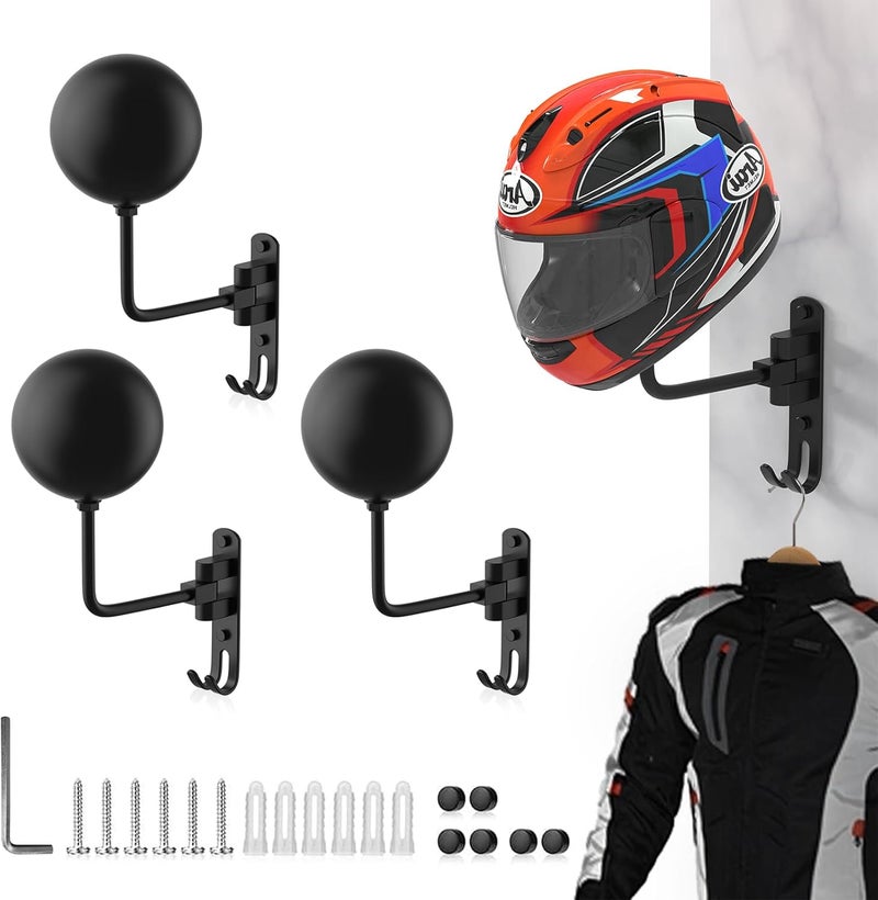LIFXIZE Helmet Hanger Wall Mount 180° Swivel Helmet Holder for Motorcycle Bike Racing Outerwear Sports Gear - Image 1
